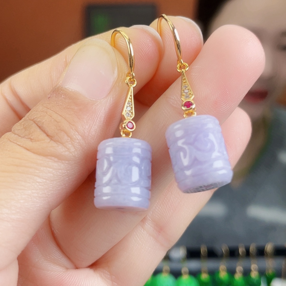 翡翠银S925镶嵌耳饰