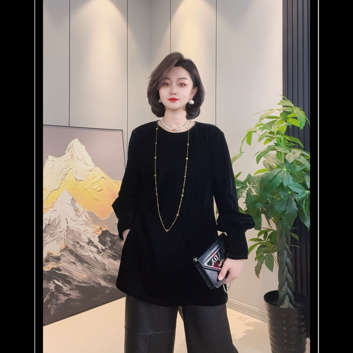 8396【佳衣恋】高定丝绒秋冬新款国风气质上衣