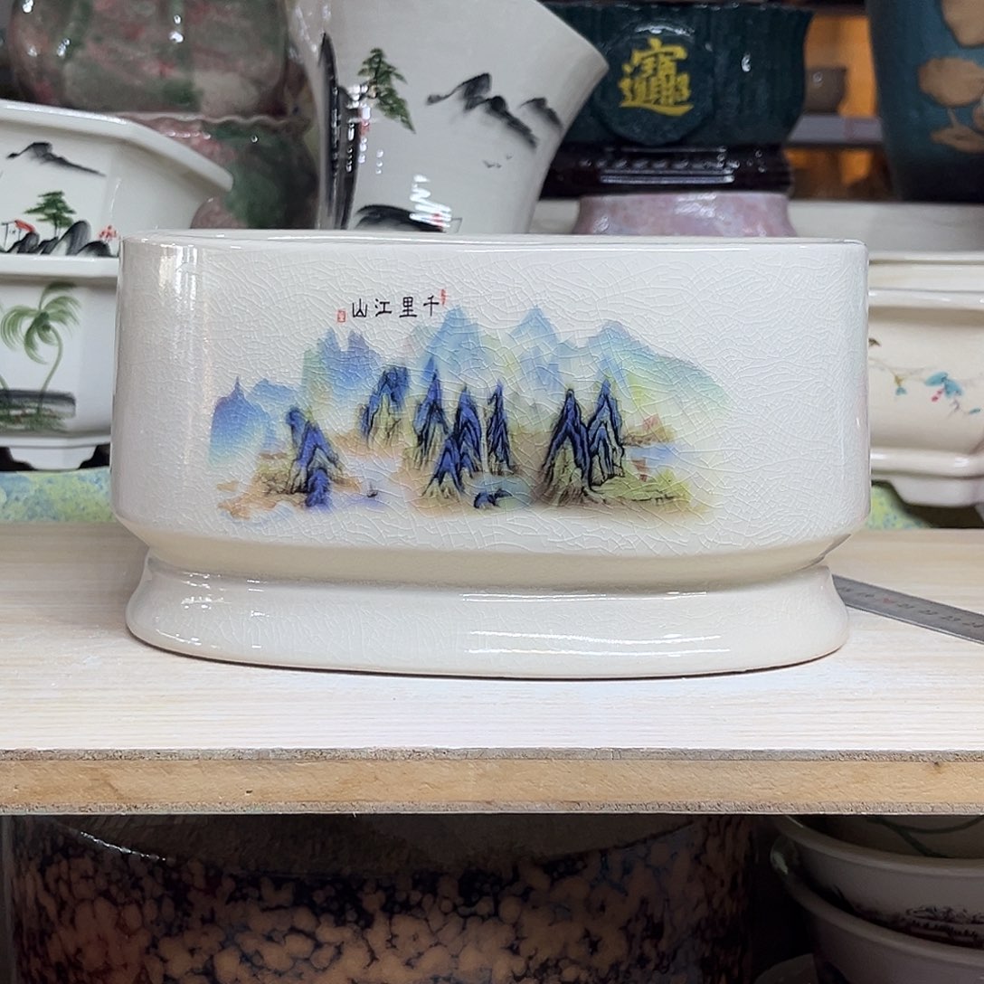 陶瓷绿植多肉微瑕花盆外口径：22*14*12