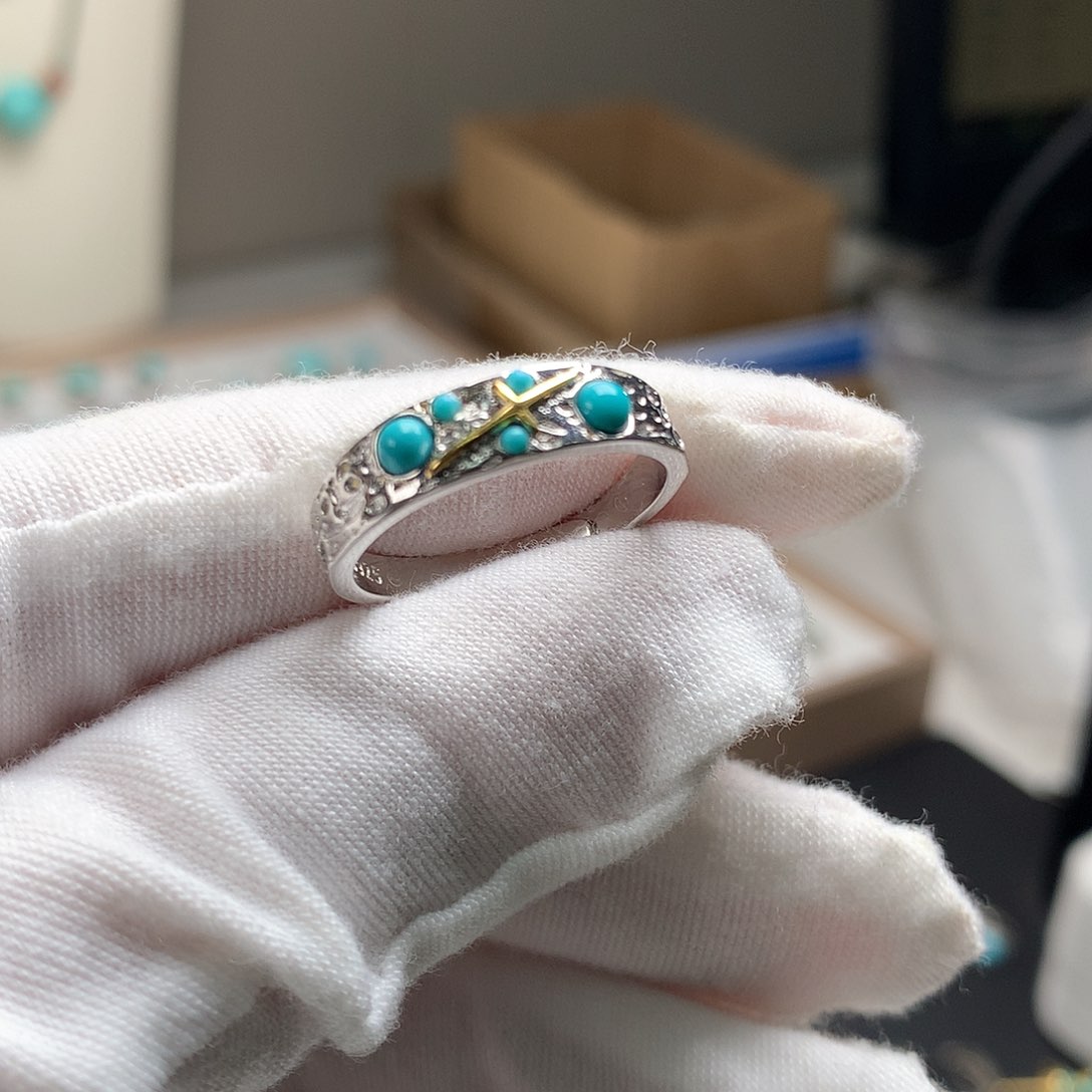 银S925镶嵌绿松石珠宝奇石