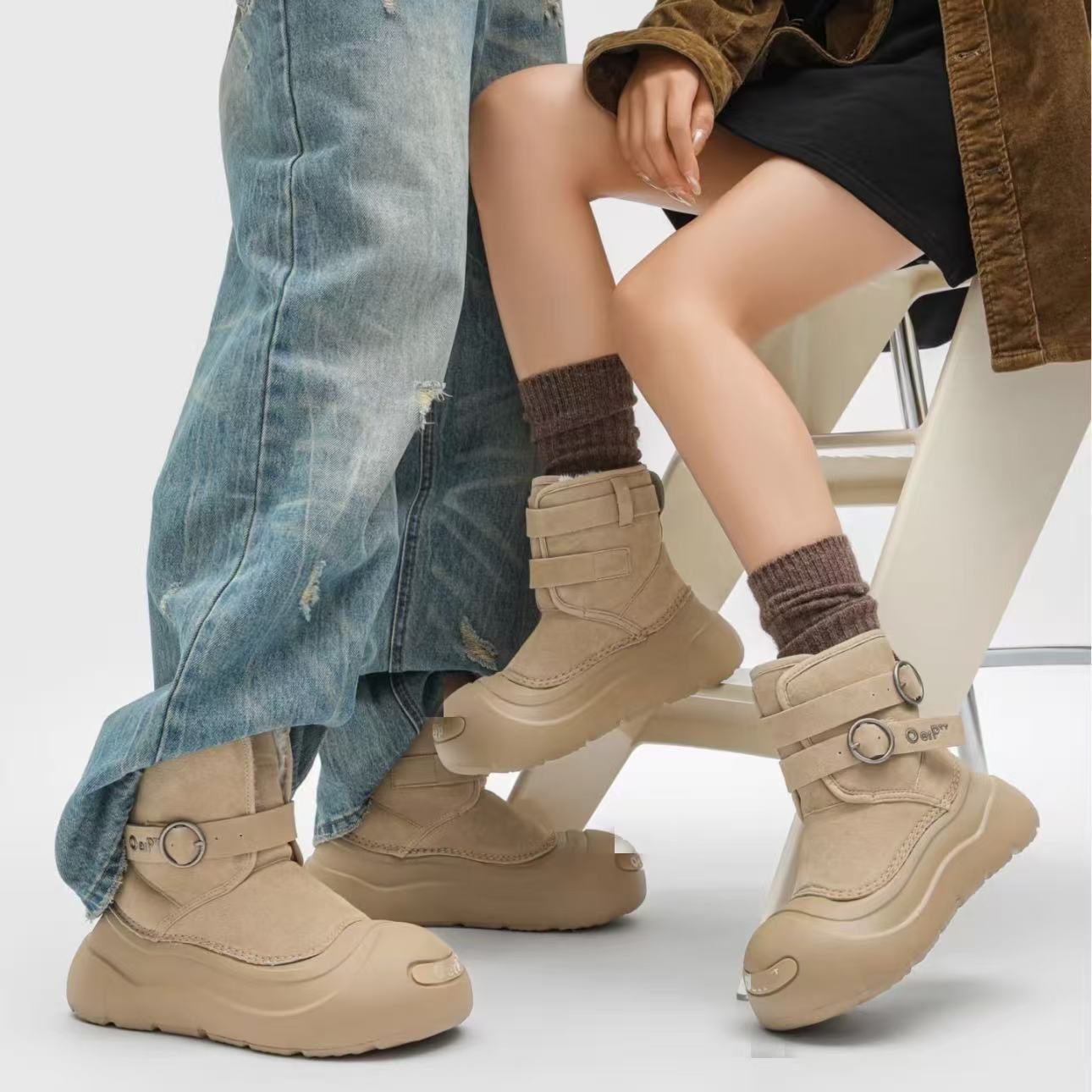 现货D3|开口笑丑萌真皮真毛里雪地女靴｜半码拍小|312