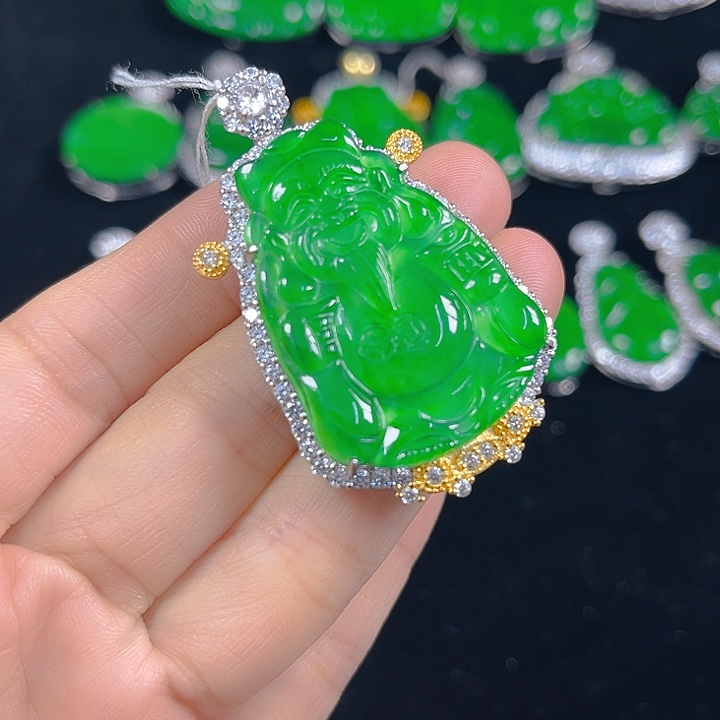 翡翠银S925镶嵌吊坠(不含链)