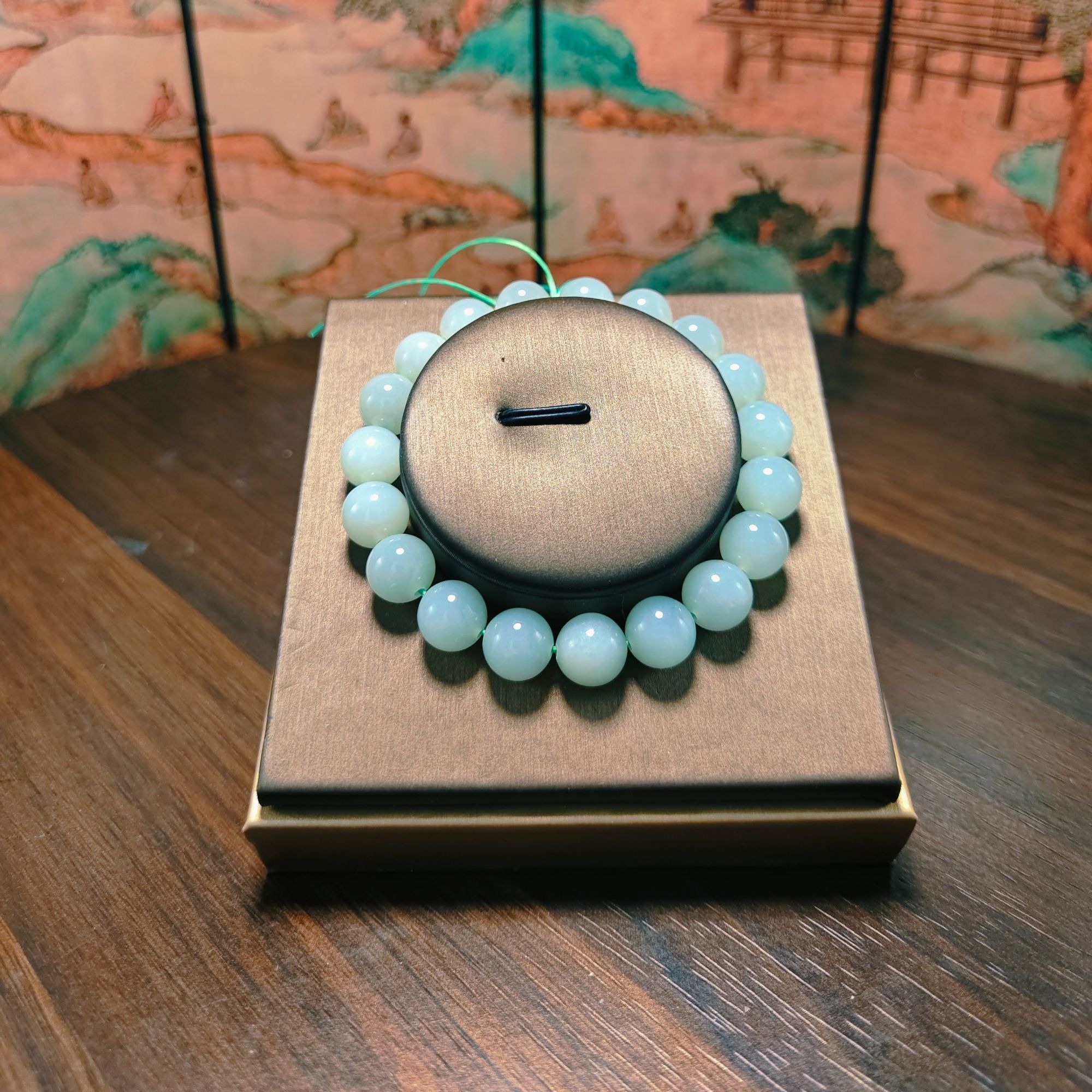 N和田玉晴水圆珠手串（卡10）0684