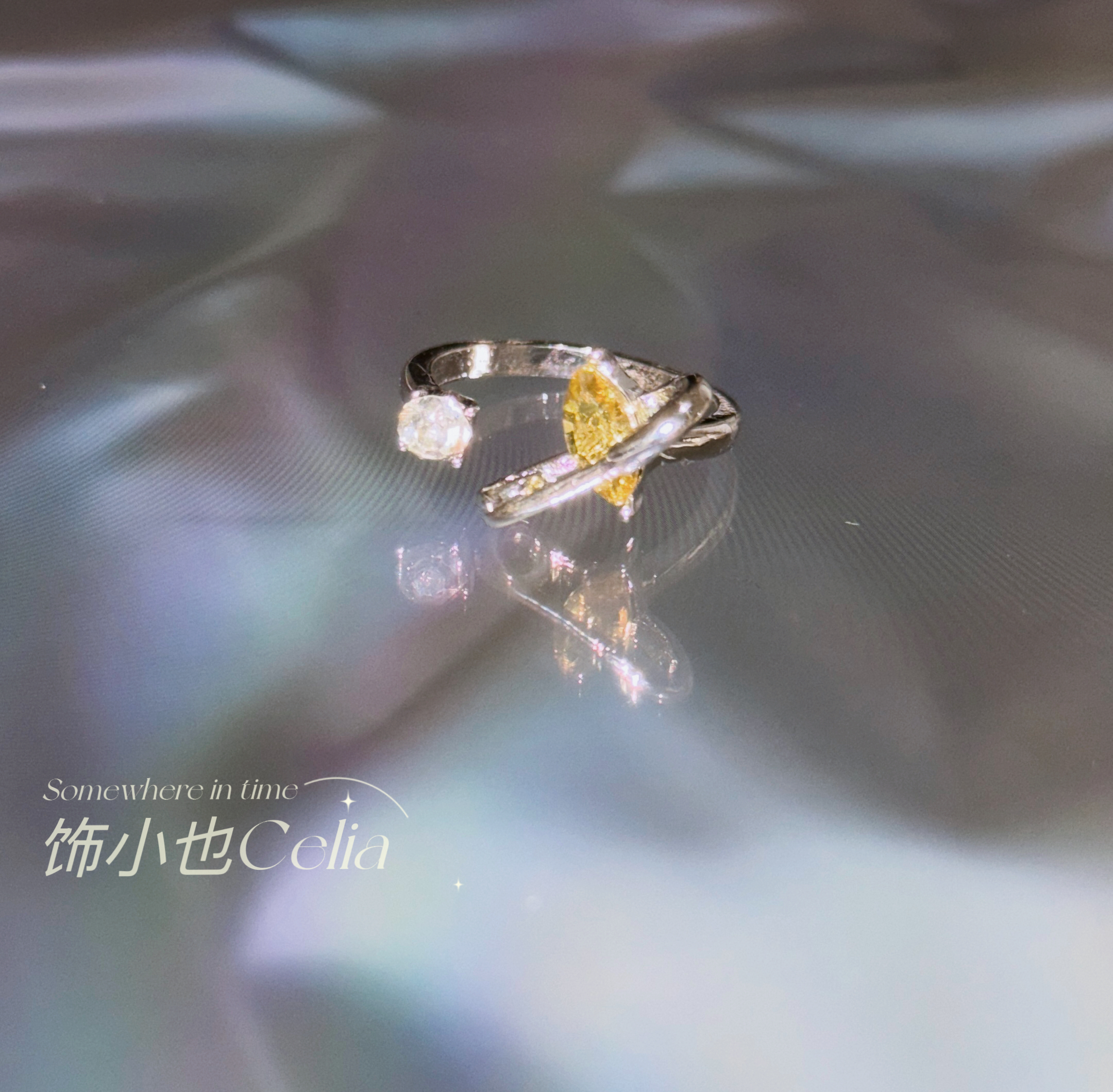 合金锆石戒指 【丞丞宇宙】金色简约风时尚开口戒指环