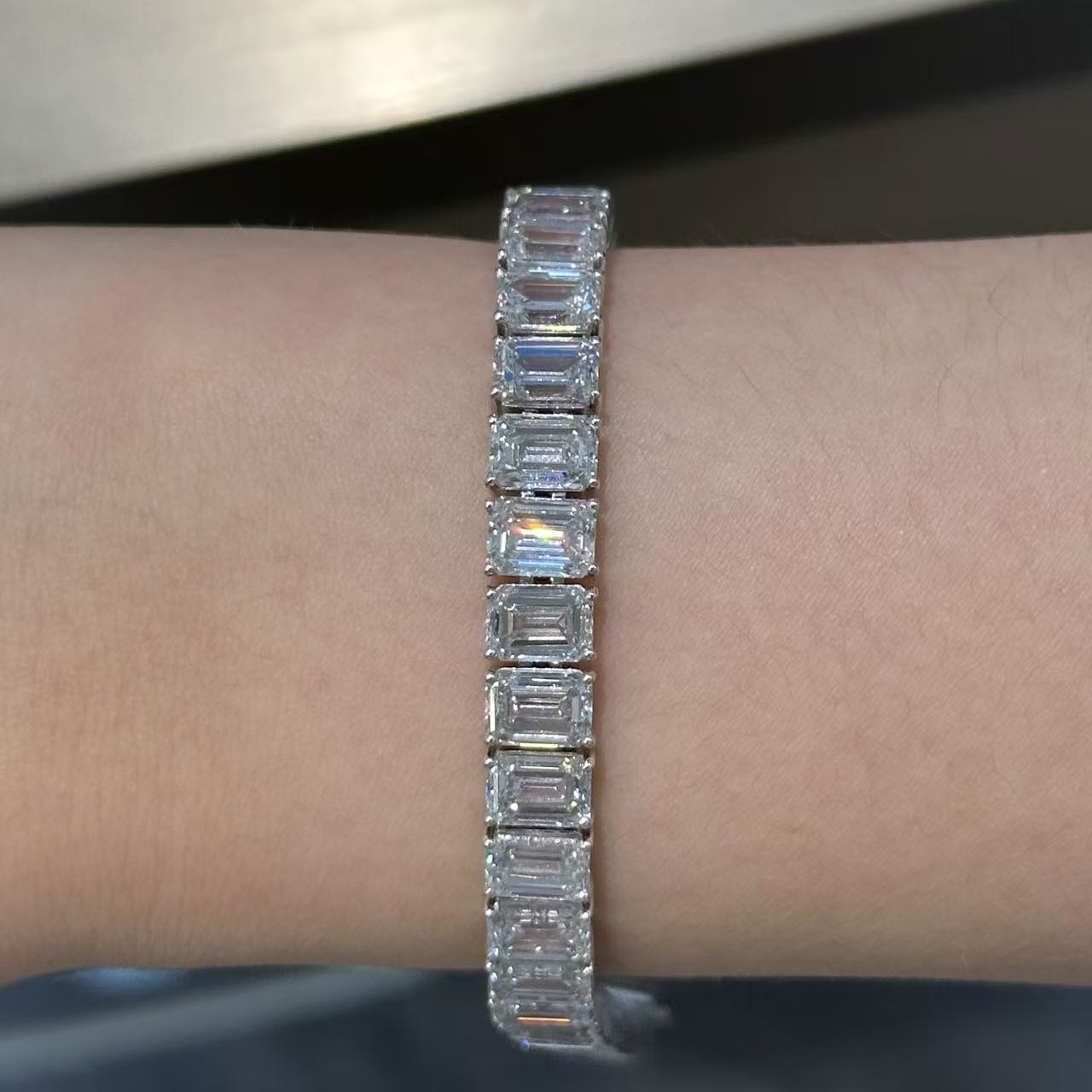 实验室培育钻石PT铂金祖母切钻石手链豪镶高级大气送女友送老婆