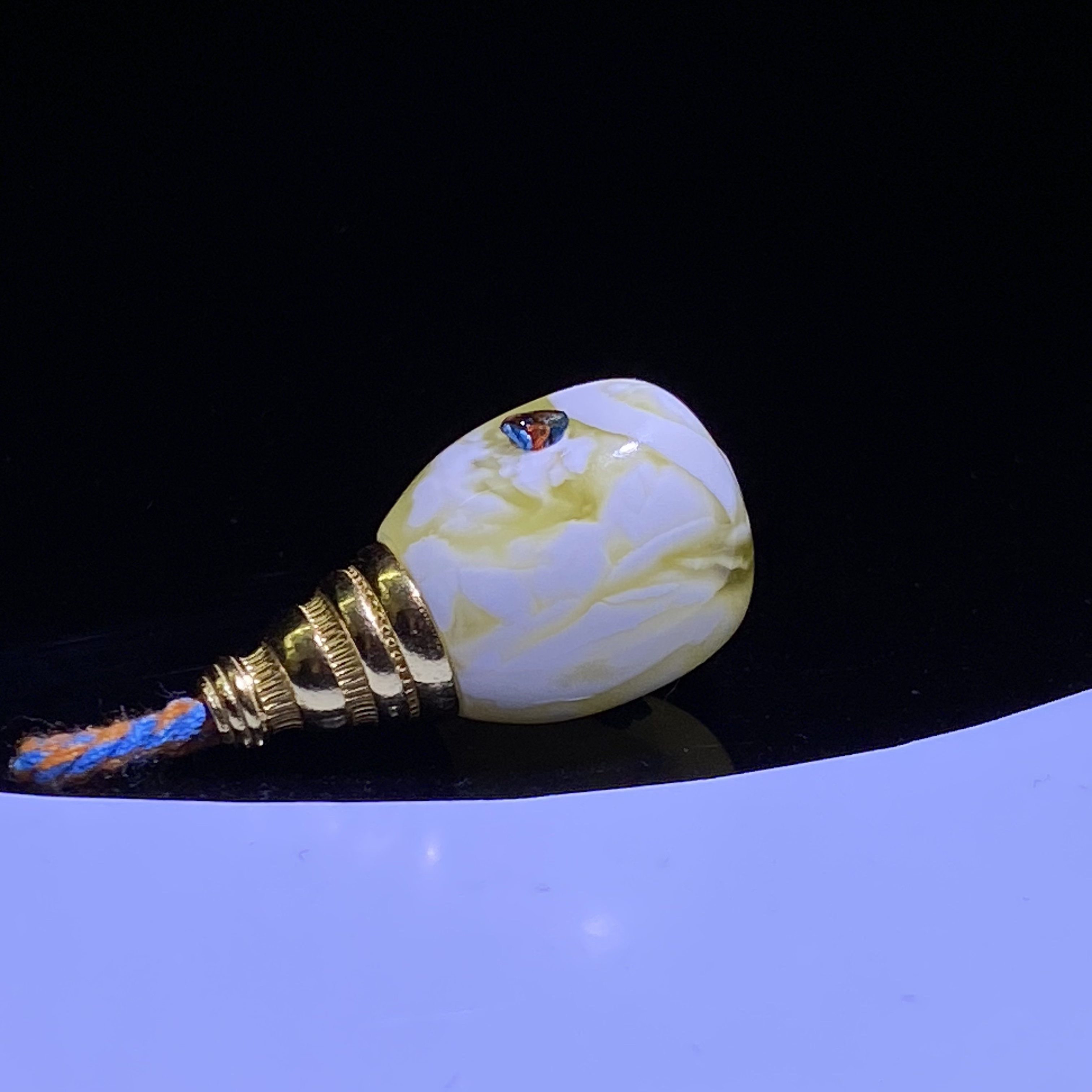 琥珀蜜蜡金瓷白溶洞虎皮纹分体三通11.5mm