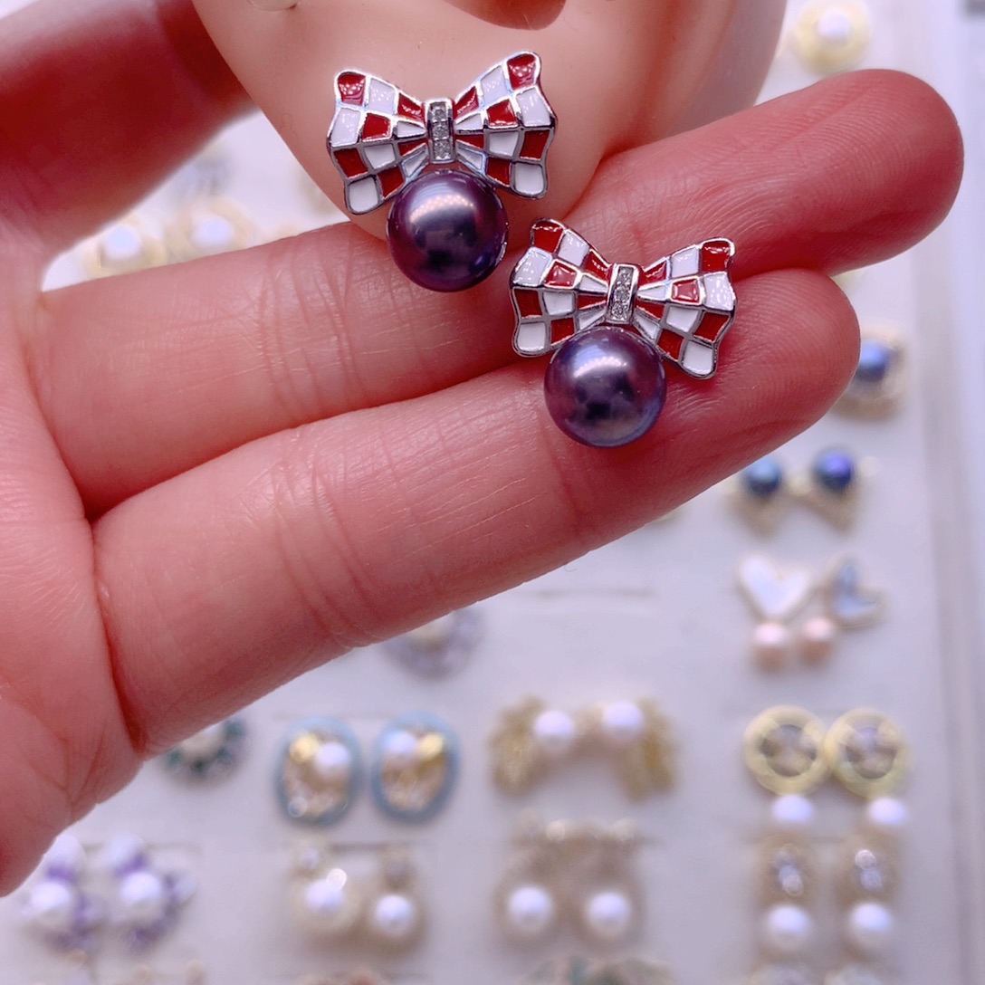 合金淡水珍珠耳饰