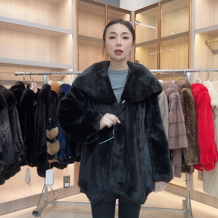 黑色大披肩中长款0653