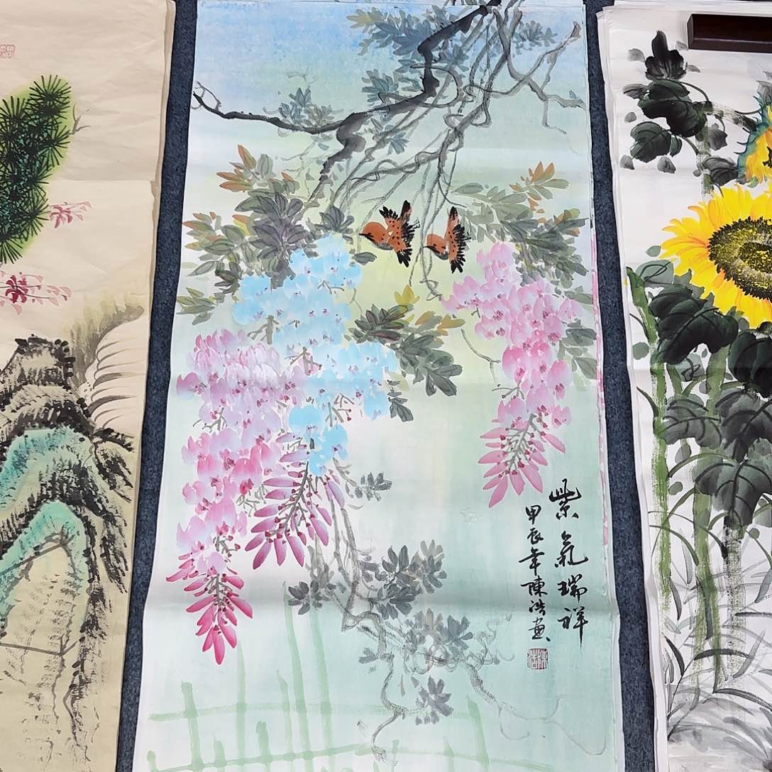 国画尺寸50X100手绘作品 