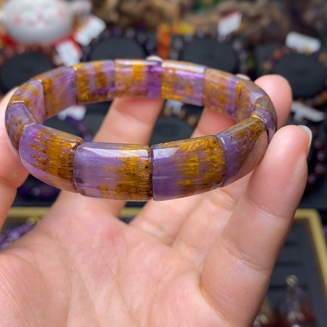 水晶A022极光金多多镯牌未镶嵌