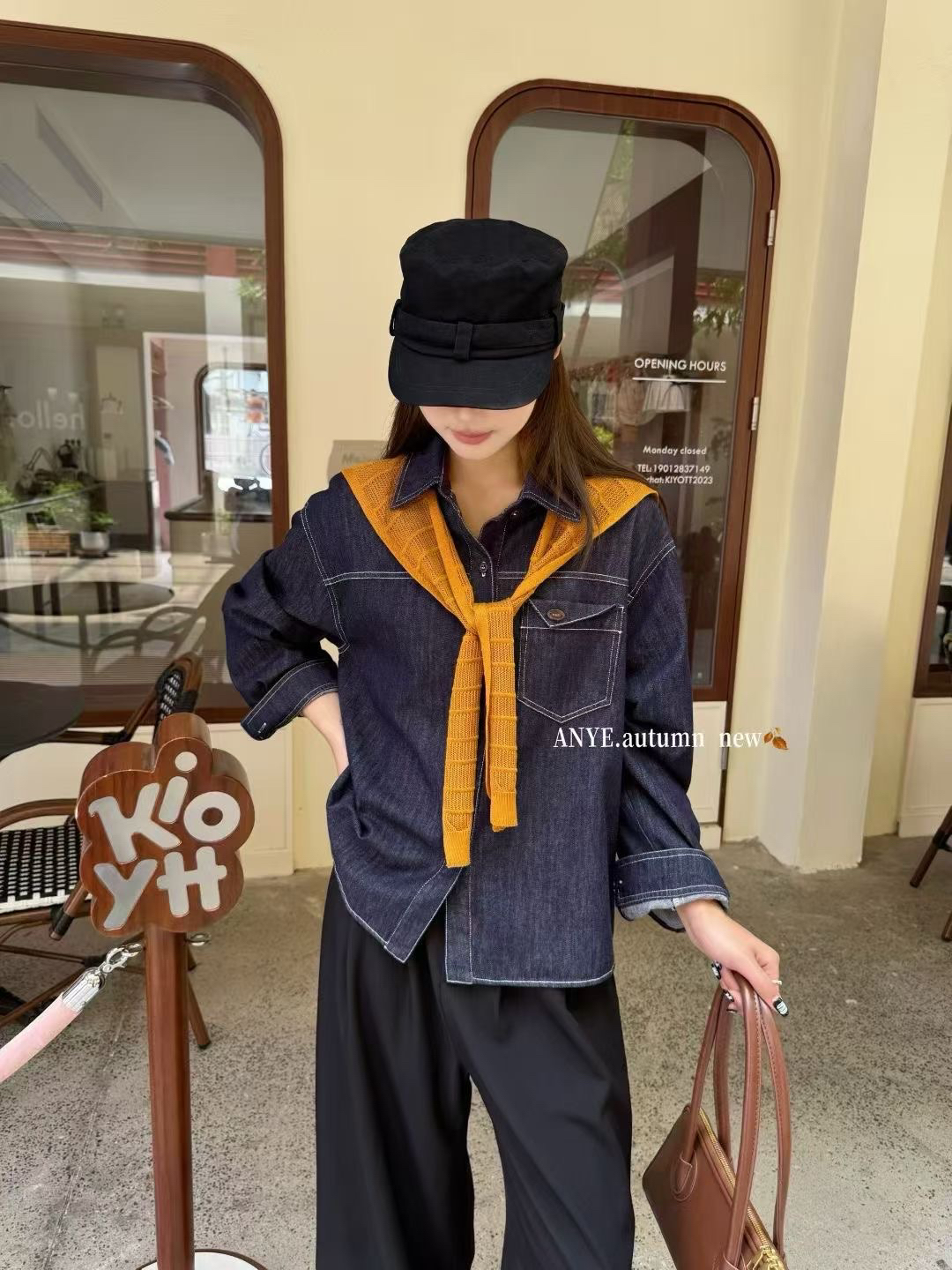 复古设计感牛仔套装女2025秋季新款时尚休闲披肩衬衫阔腿裤两件套