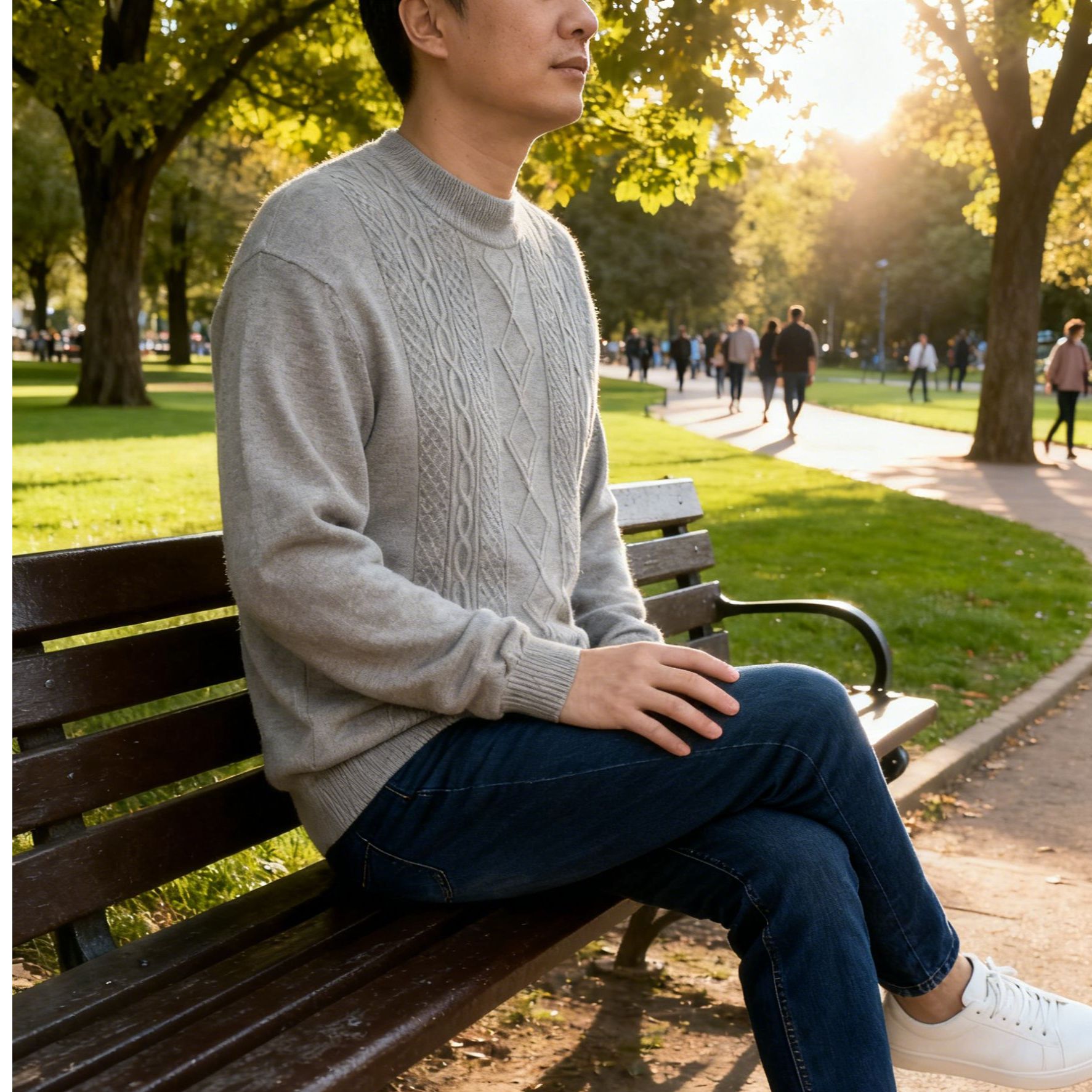 套头宽松型半高领标准圆领衫套衫男士打底衫宽松