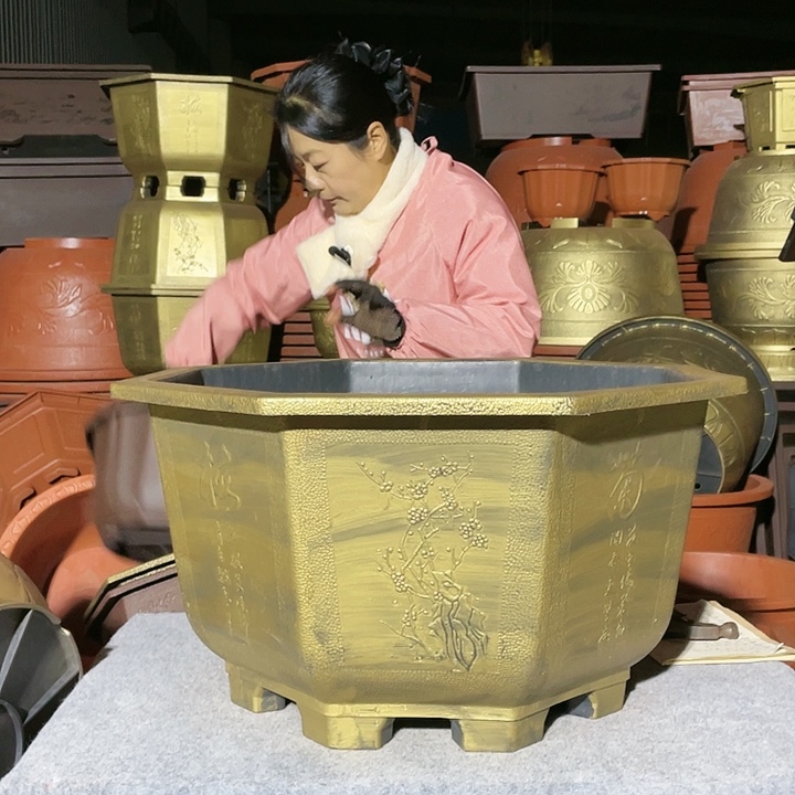 八角古铜七零两个三零红色圆盆一个