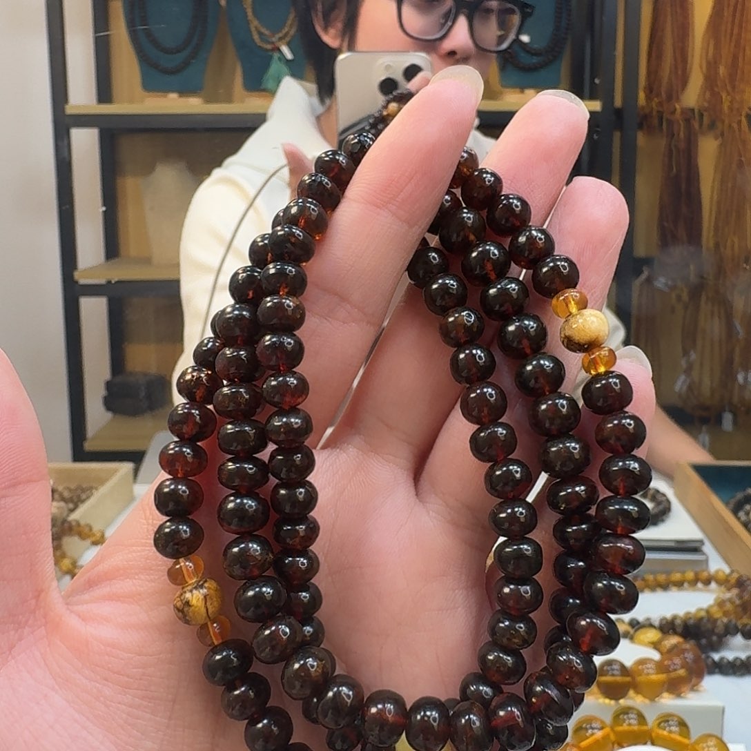 ～***～琥珀未镶嵌裸石抚顺琥珀血珀7mm