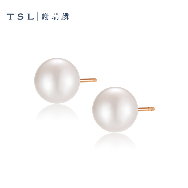 TSL/谢瑞麟定价K金珍珠耳饰素款珍珠耳针气质简约养耳洞女士耳钉