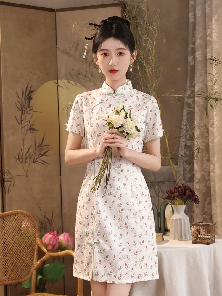 【2118 满目星河 碎花款 红色】显瘦气质修身优雅复古中国风旗袍