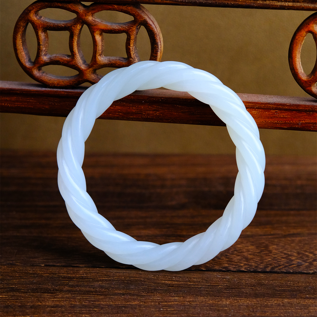 天然和田玉白玉麻花手镯多样性发一件