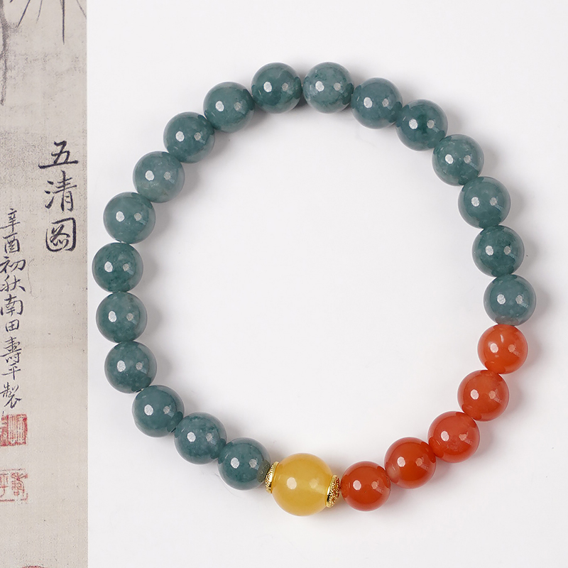 轻奢百搭翡翠南红蜜蜡手链多样性发一-8632