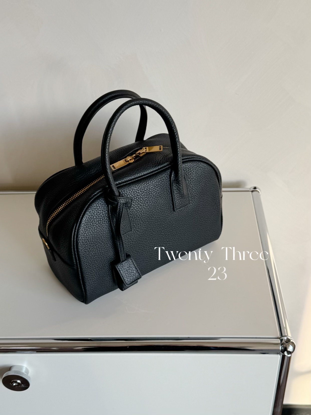 TwentyThree秋冬美拉德头层牛皮大容量手提保龄球包斜挎波士顿包