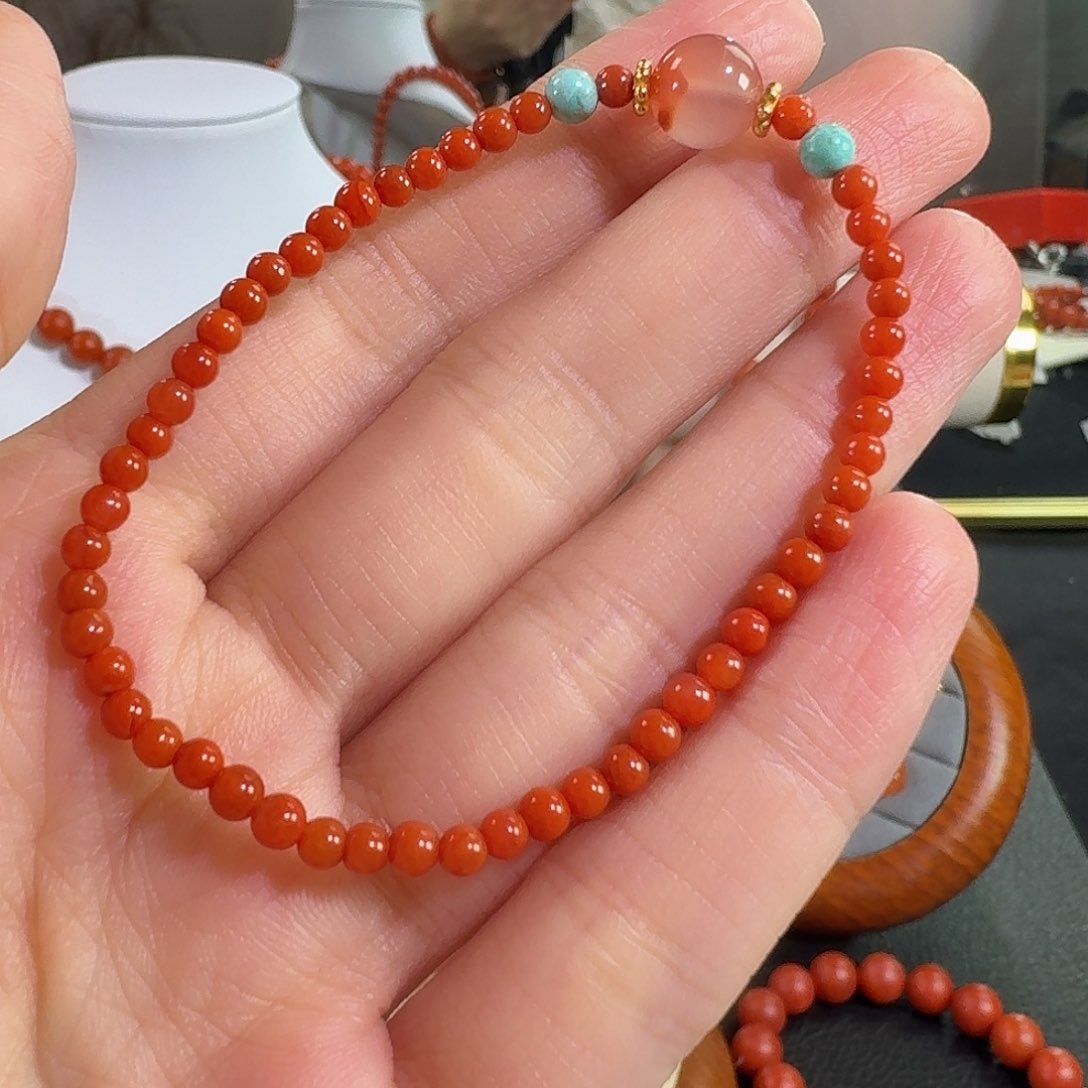 南红玛瑙手链未镶嵌保山高抛单圈3mm