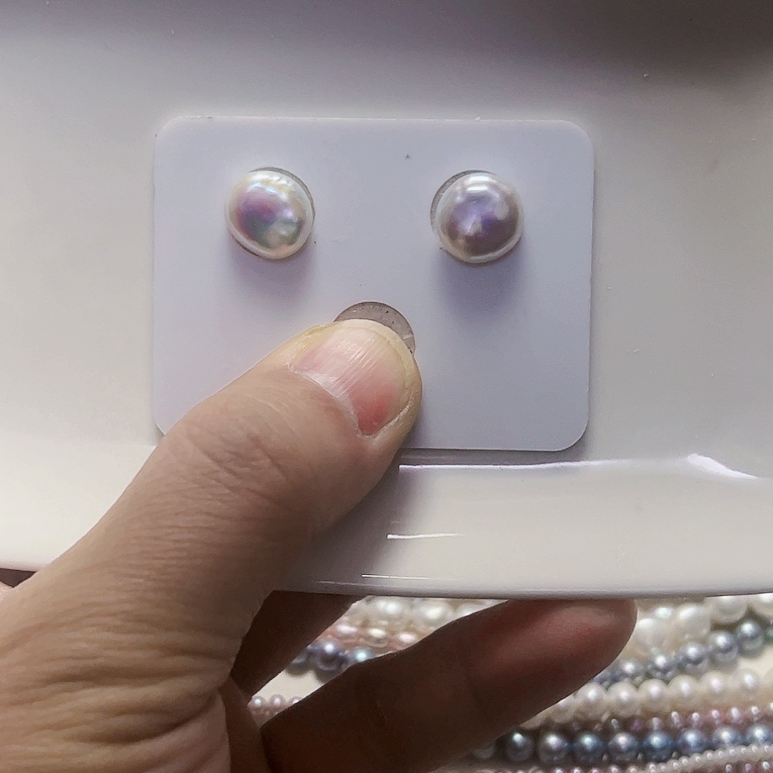淡水珍珠耳饰银S925镶嵌