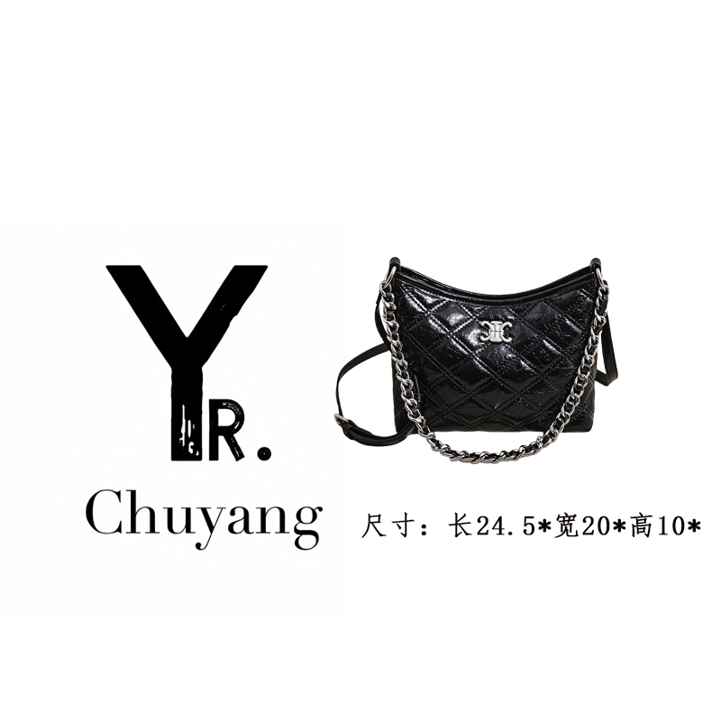【初阳甄选】SK-83089-黑色奢华风斜挎包手袋女士非正式学院风女包