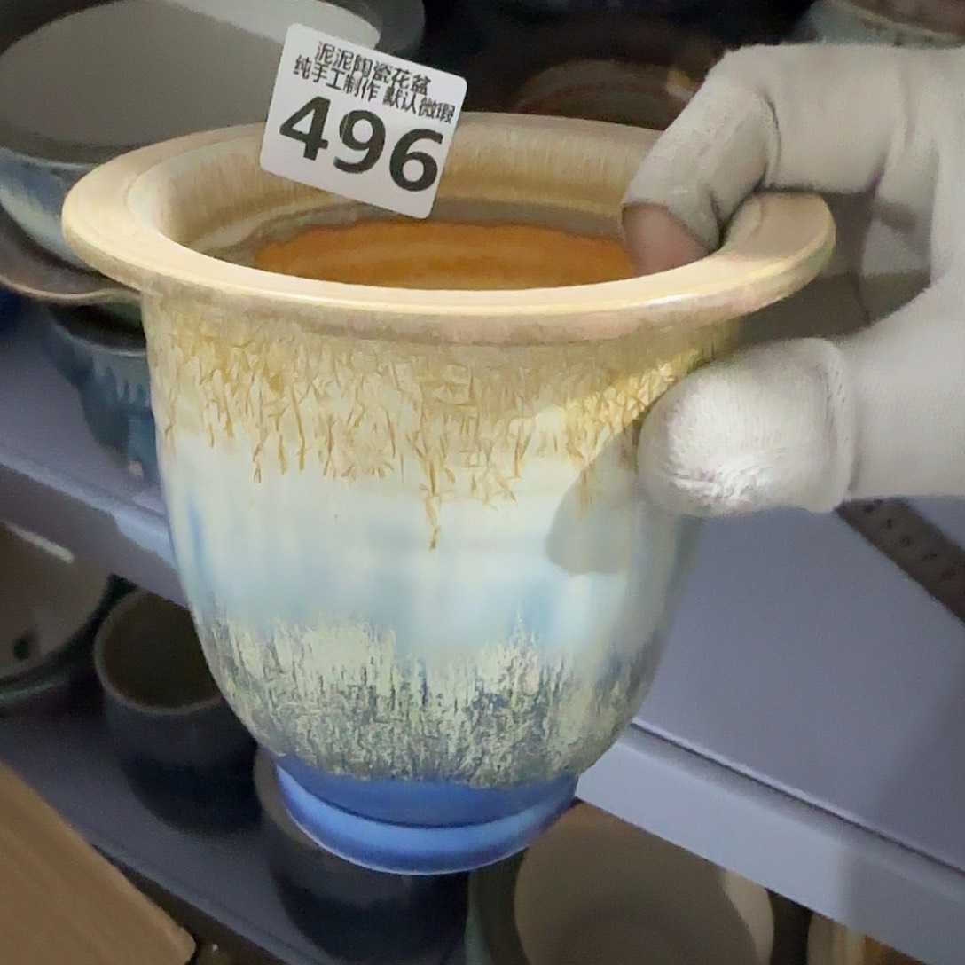 瓷片景德镇手工花盆