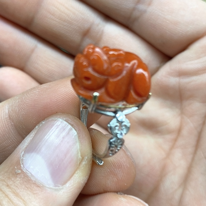 翡翠未镶嵌颈饰戒指