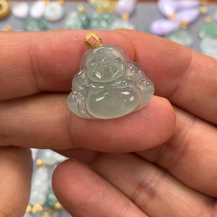 翡翠颈饰18K金镶嵌佛公