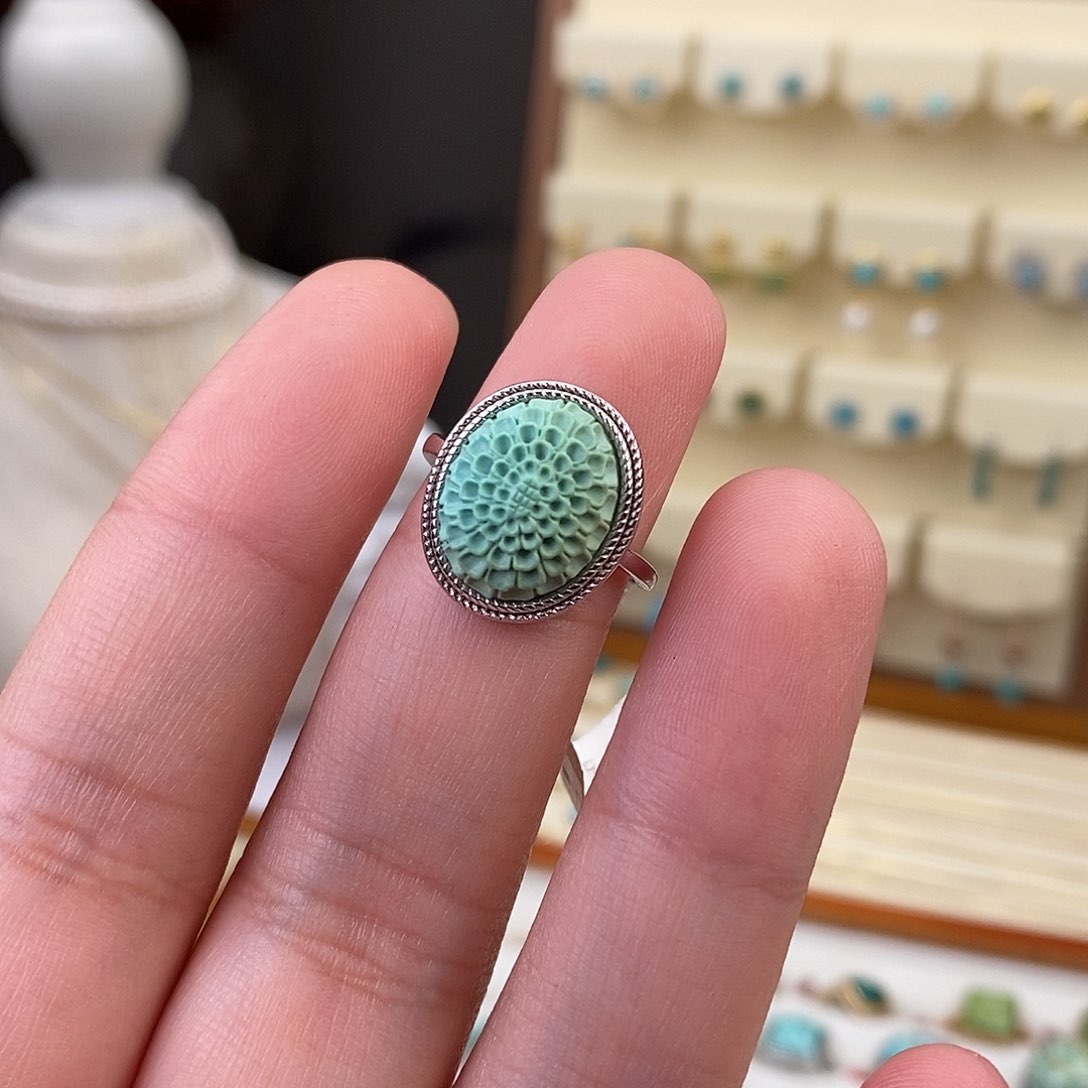 绿松石戒指银S925镶嵌