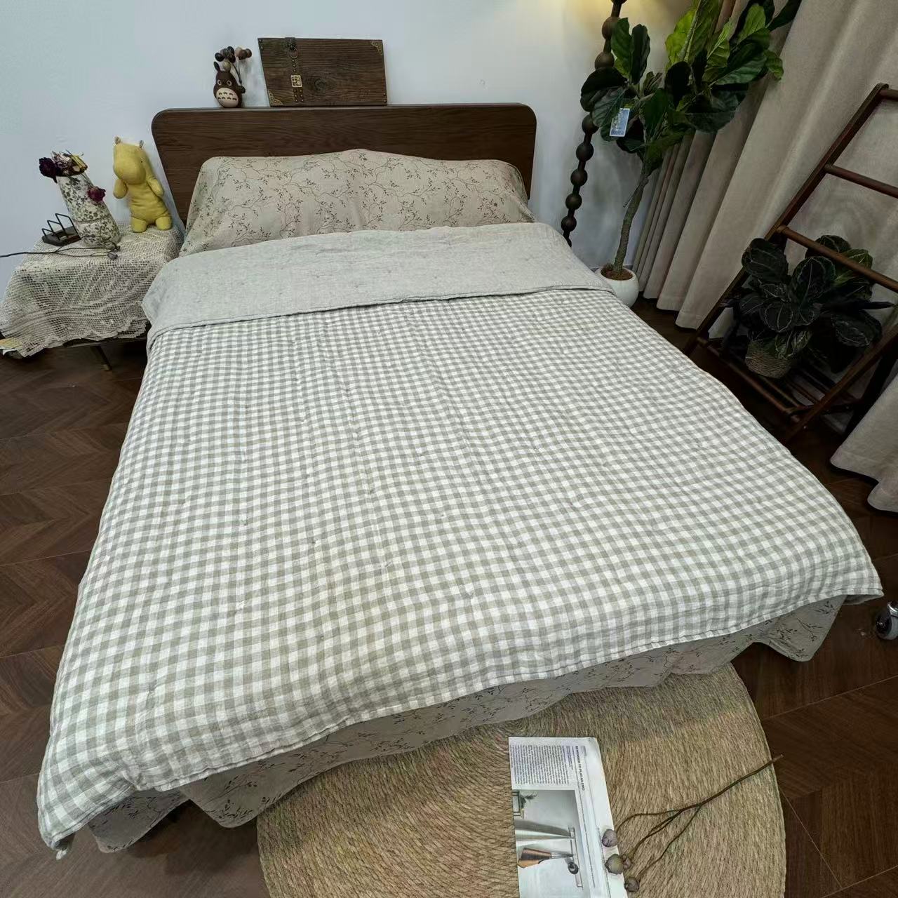 【雨露麻格子】21支汉麻双雨露精梳双人四季被200*230/3.8斤左右