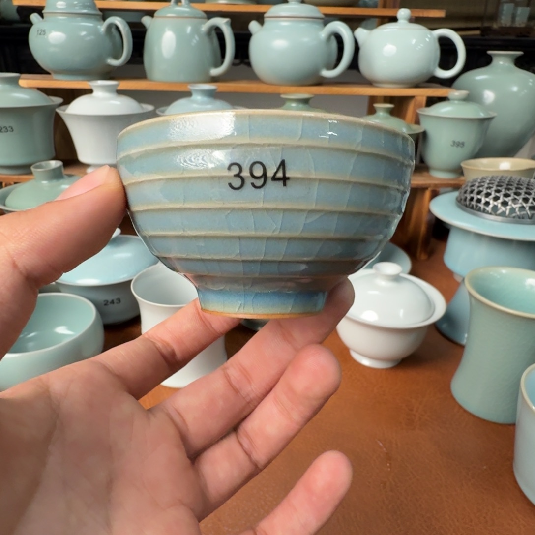 摆件陶开播福利一级天蓝鸡心杯