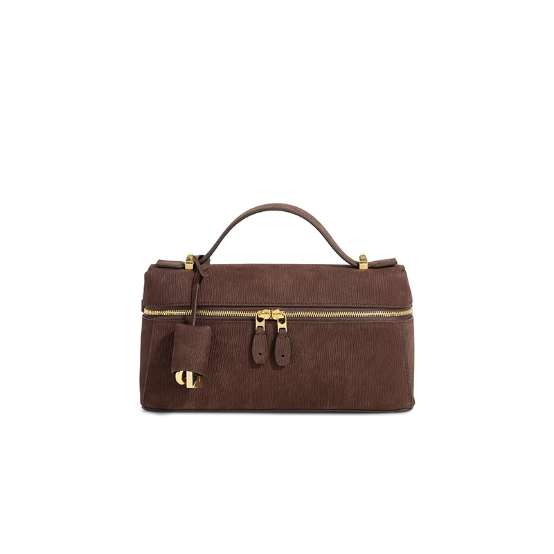 【亚楠】法式拉链饭盒包单肩款斜挎包  16003棕色