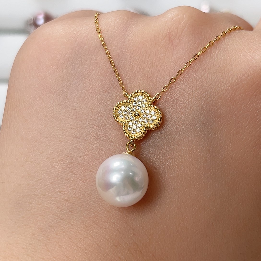 淡水珍珠银S925镶嵌项链