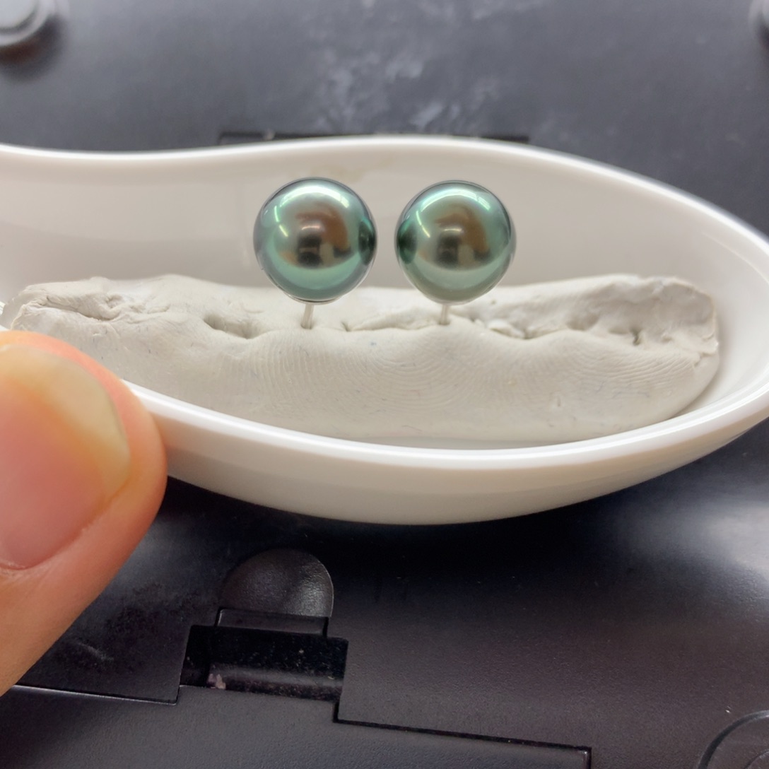 海水珍珠耳钉银S925镶嵌