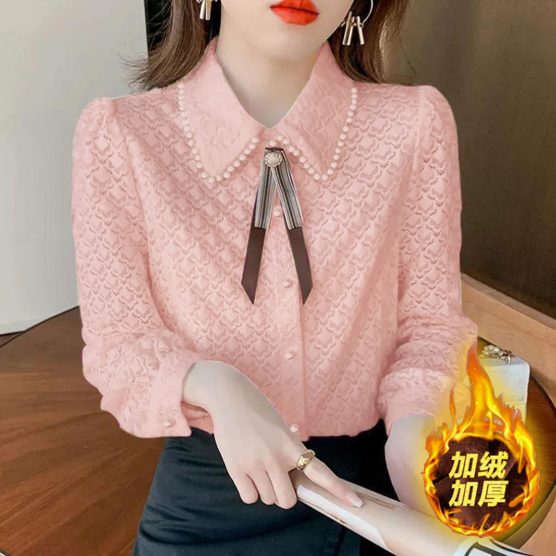 2025秋冬新款蕾丝衫女时尚打底衫内搭洋气设计感气质显瘦减龄上衣