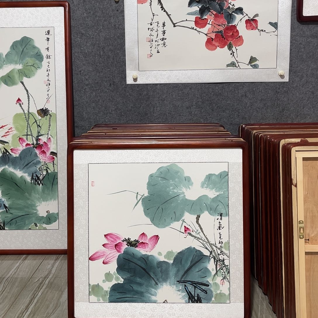 国画书画作品带框63×63