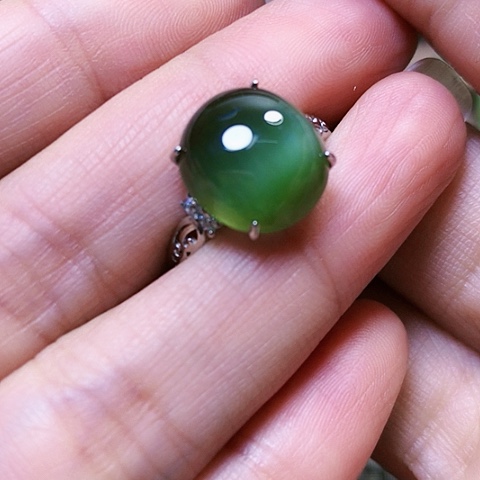 和田玉戒指银S925镶嵌