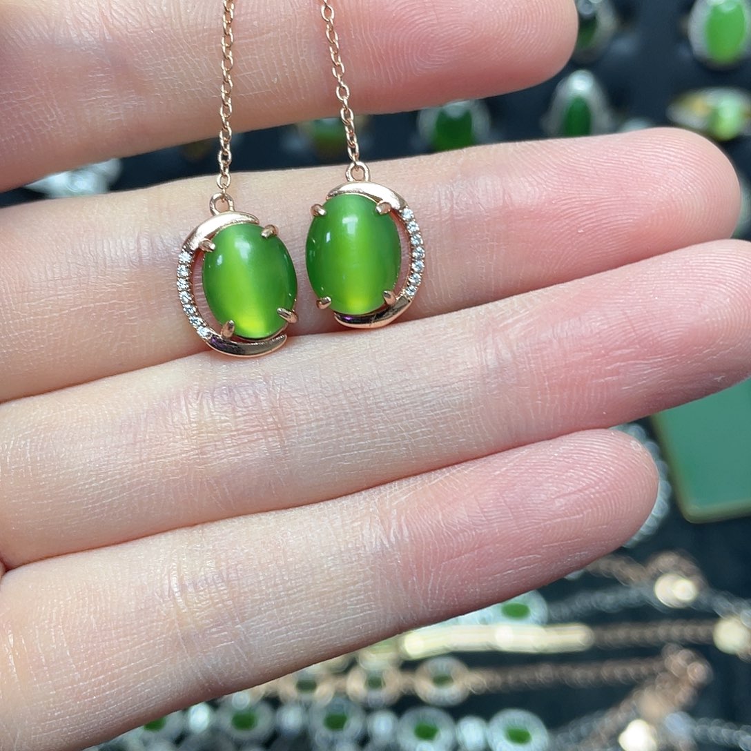 和田玉（碧玉）银S925镶嵌吊坠(不含链)