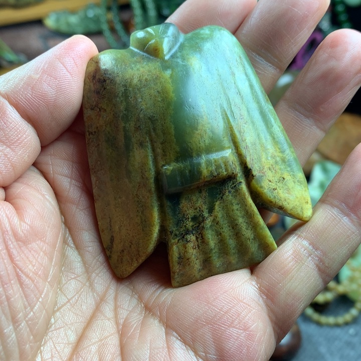 岫岩河磨玉（透闪石质玉）手把件未镶嵌