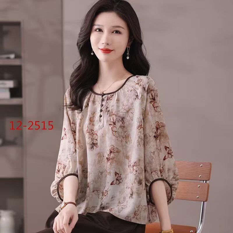 【祯祯】100-200显瘦时尚凉快百搭妈妈装小衫气质女装上衣