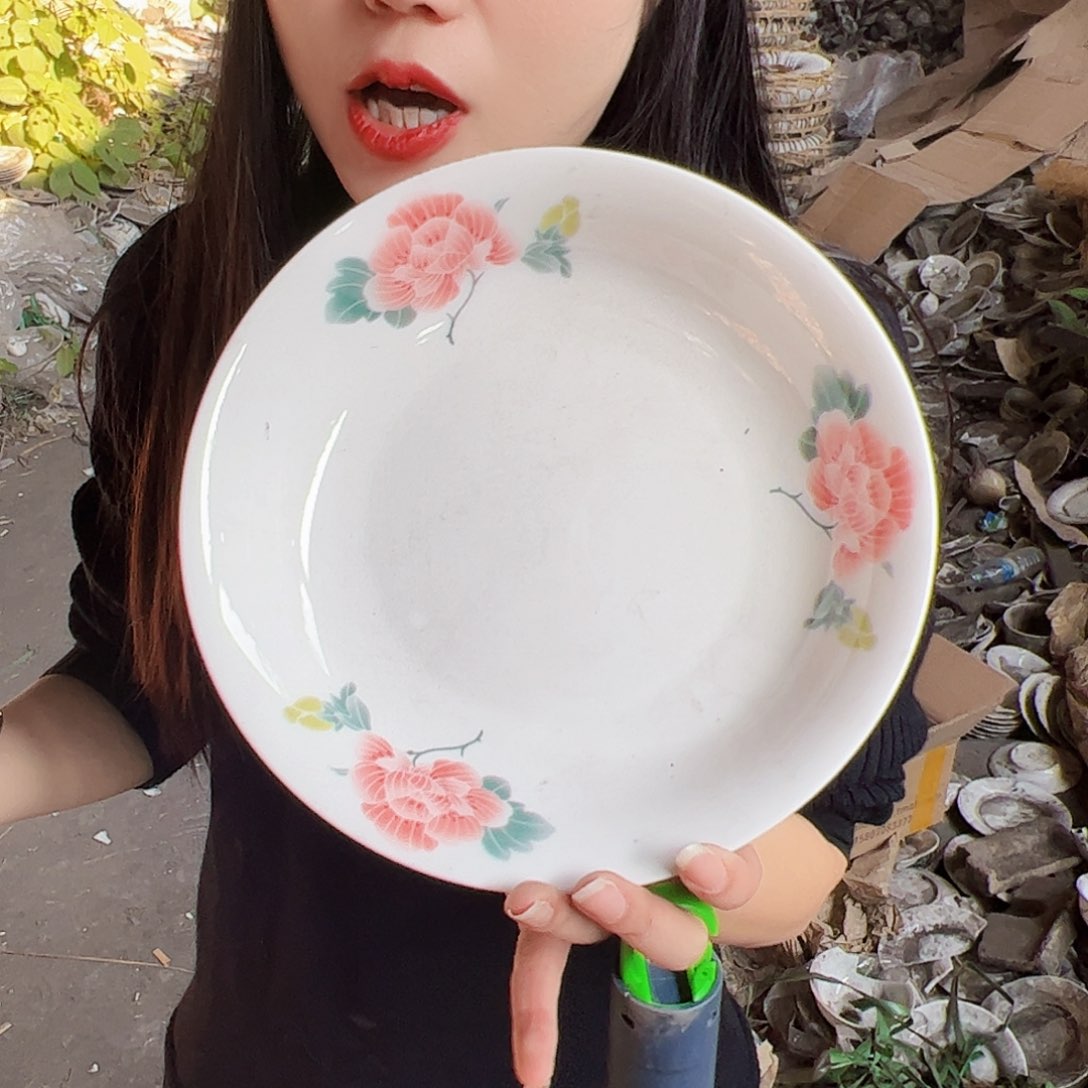 摆件陶景德镇陶瓷8寸芙蓉花盘