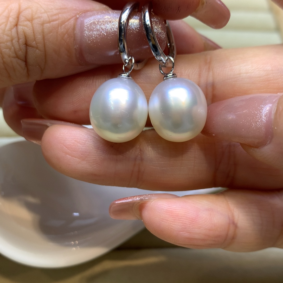 银S925镶嵌耳饰海水珍珠