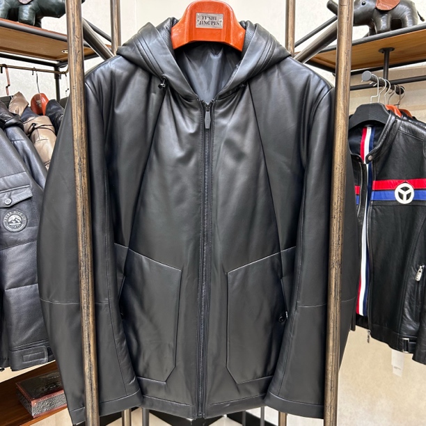  ZXT男士真皮皮衣摩洛哥进口绵羊皮连帽羽绒内胆面包服XG6883