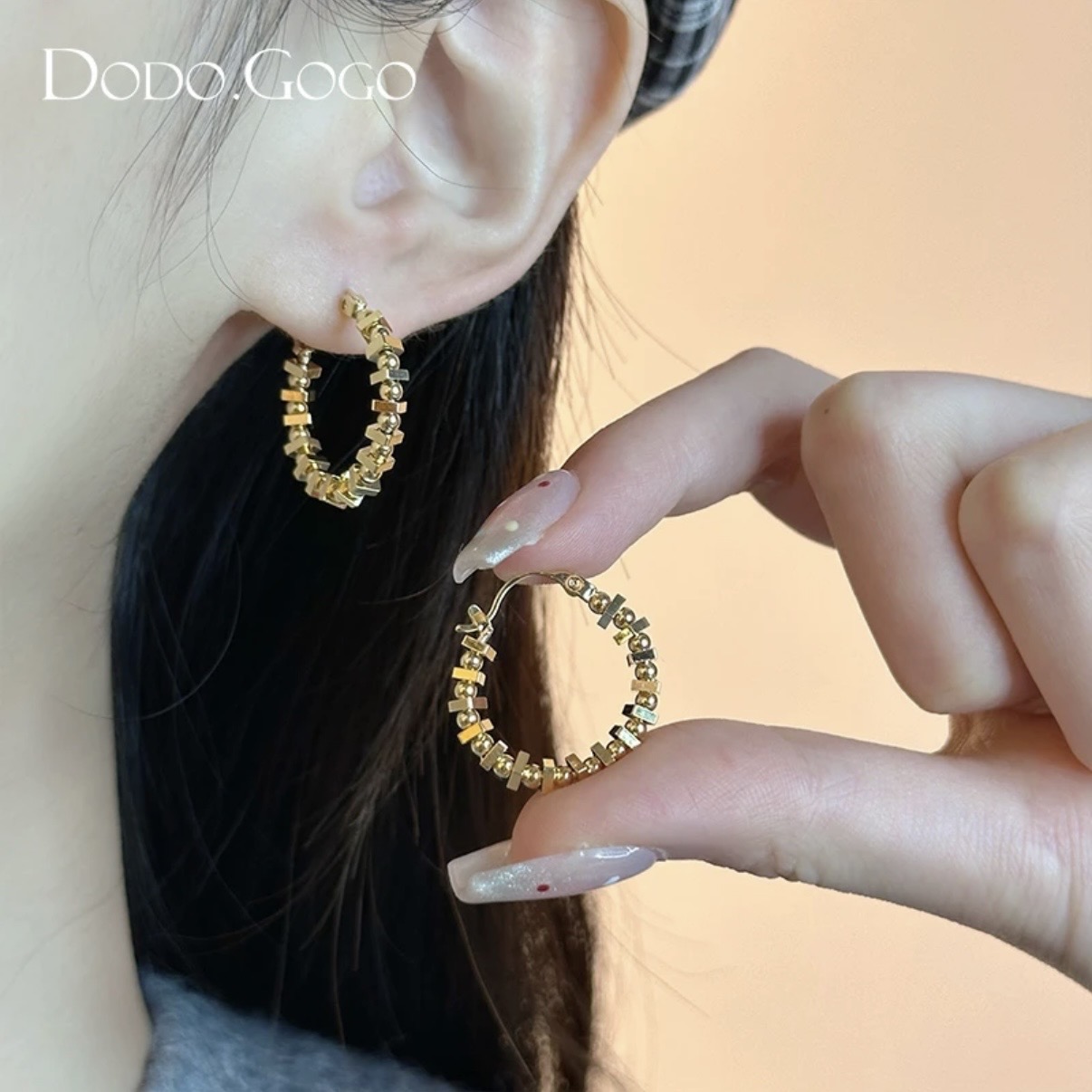 DODOGOGO 合金耳饰 气质轻奢圈圈耳环女时尚百搭大耳圈耳扣耳饰