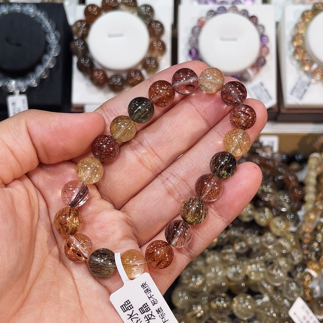 未镶嵌发晶手链彩发晶9.8mm