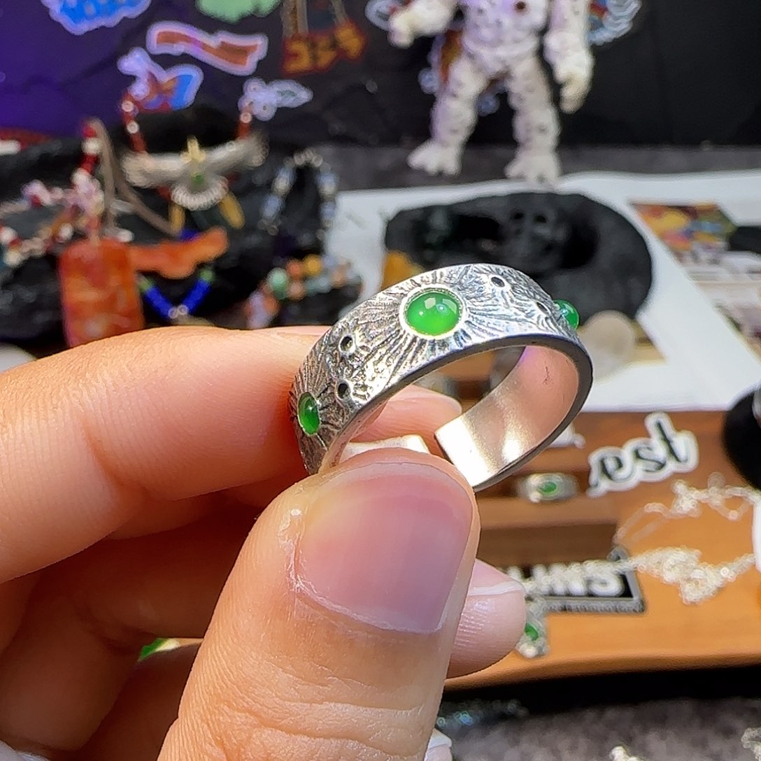 元***翡翠银S925镶嵌戒指