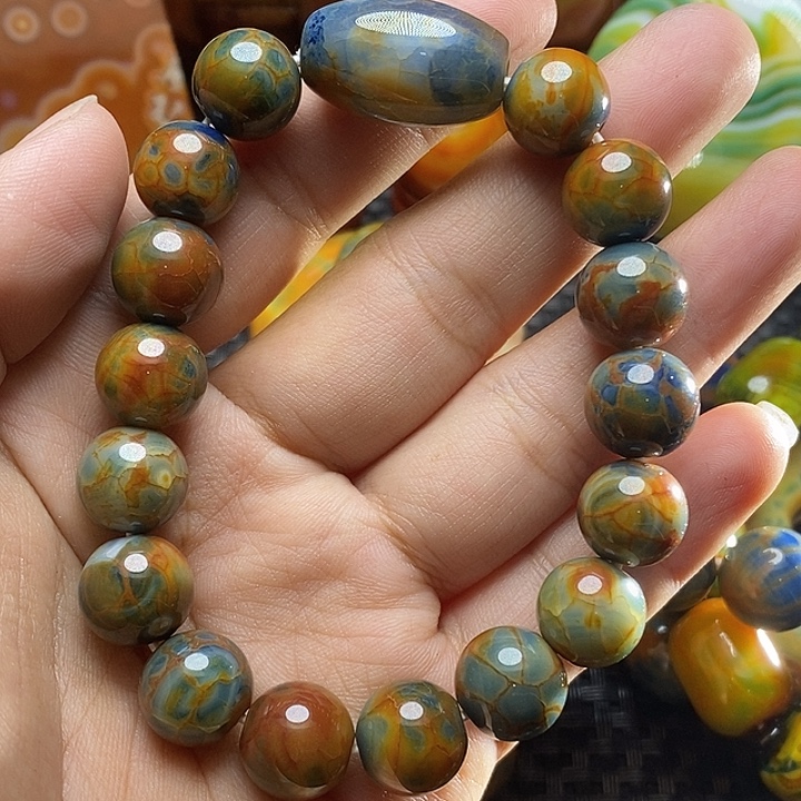 青***草玛瑙/玉髓未镶嵌颈饰