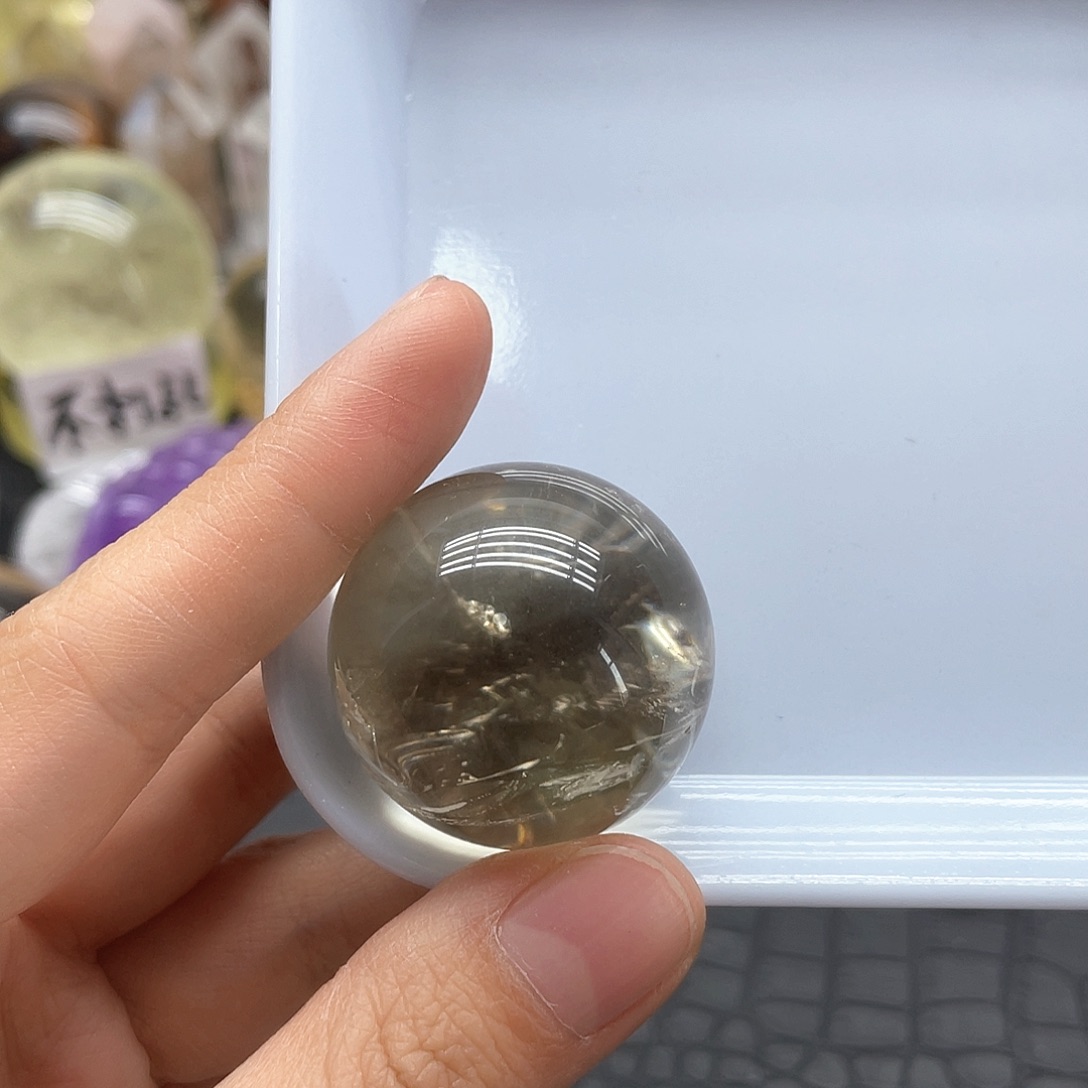 未镶嵌水晶珠宝半成品20黄水晶球卡3.2mm瑕疵放漏