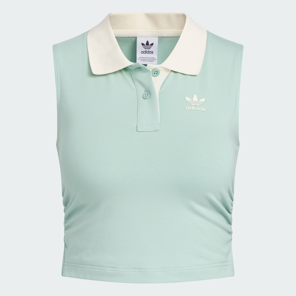 【滔搏联动】adidas阿迪达斯三叶草女子薄荷绿休闲翻领背心KE3894